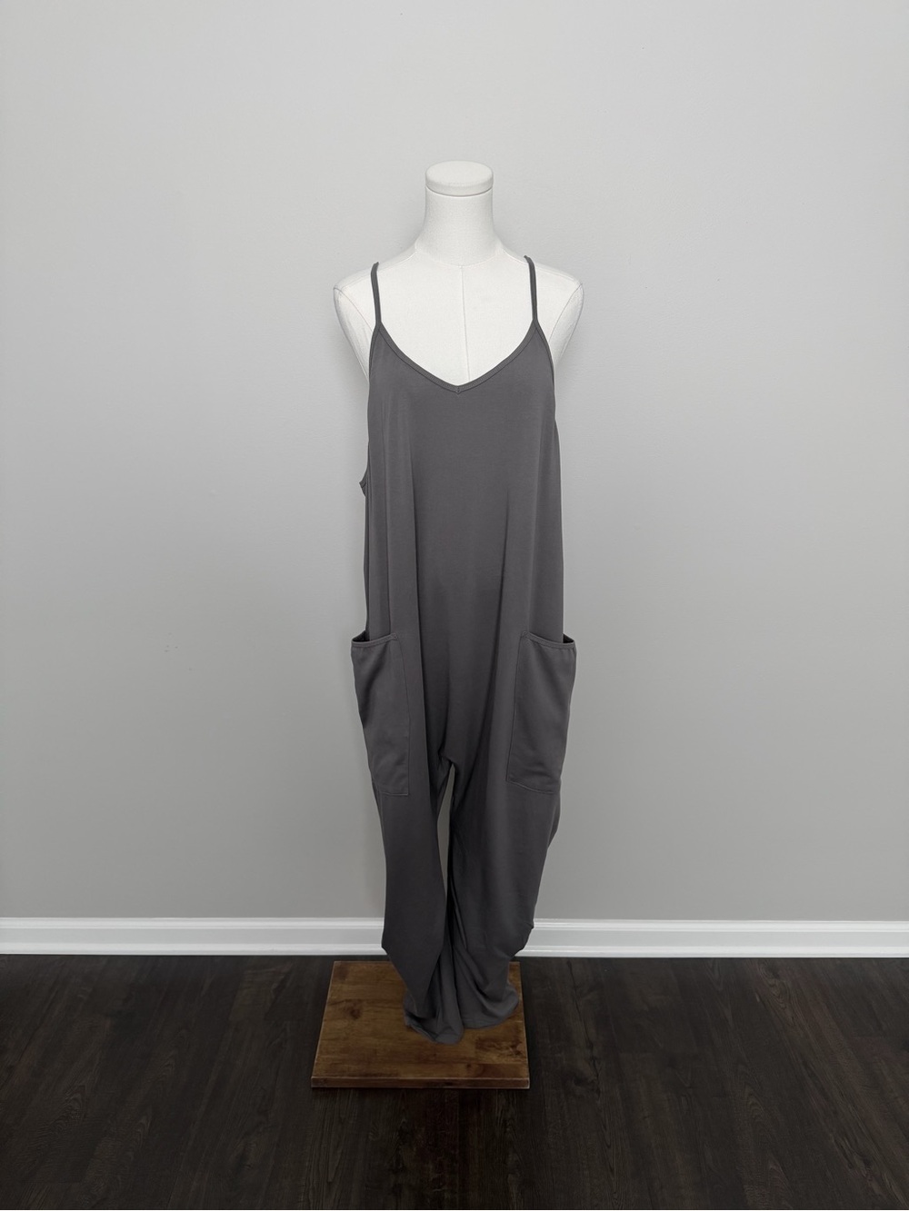Jumpsuit Onsie Overalls Lounge Comfort Travel Beach Resort Cruise Pockets Grey